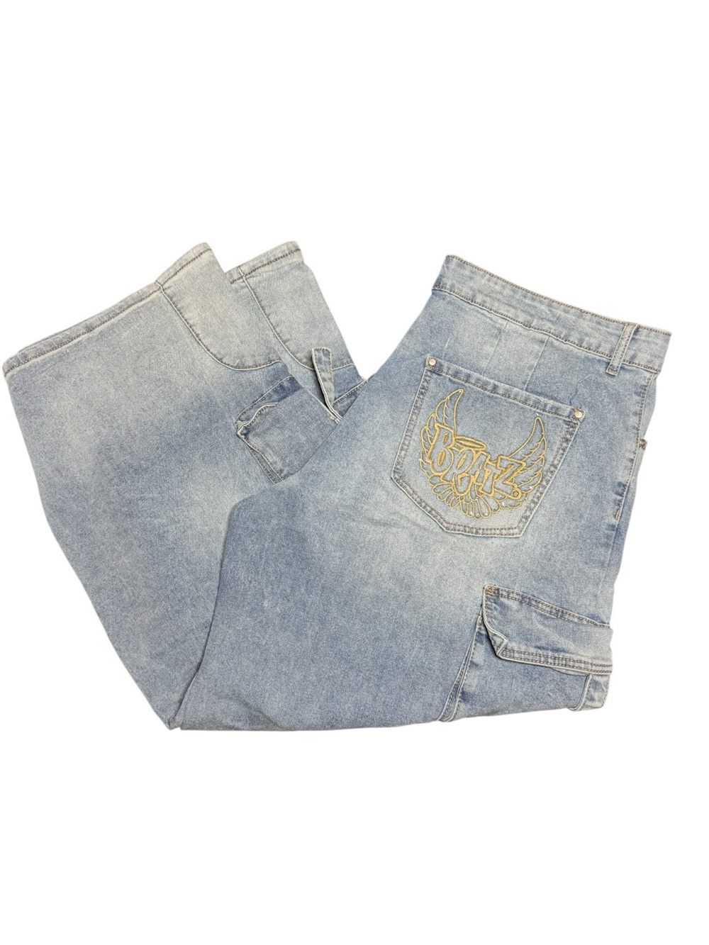 BRATZ x Forever 21 Embroidered Baggy Y2K Cargo Fall Jeans